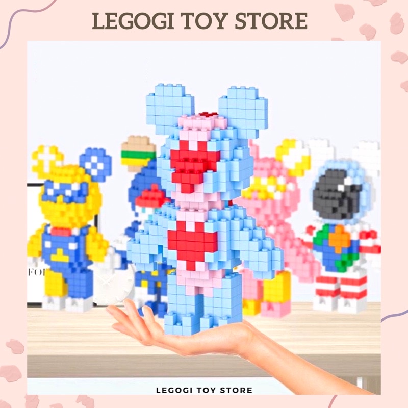 Đồ chơi xếp hình Legogi BEARBRICK 16CM mô hình lắp ráp lắp ghép
