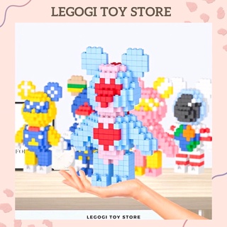 Đồ chơi xếp hình legogi bearbrick 16cm mô hình lắp ráp lắp ghép