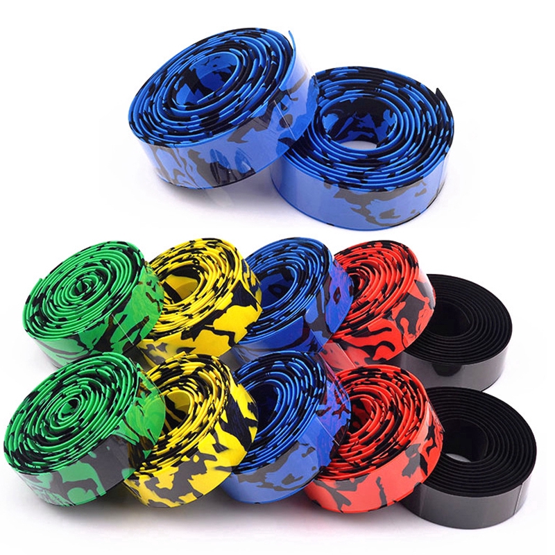 Set 2 Cuộn Băng Quấn Tay Cầm Xe Đạp Họa Tiết Rằn Ri Kèm Nút Chặn Chống Trượt Và Mồ Hôi