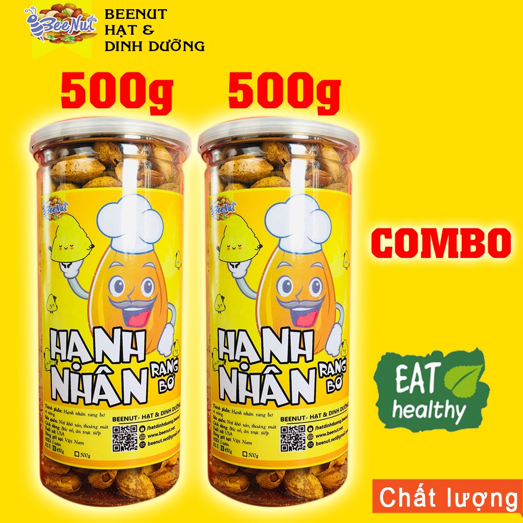 Hạnh nhân rang bơ vỏ mỏng (RB) (1KG) (Combo 2 phần 500g), Hạt dinh dưỡng BeeNut