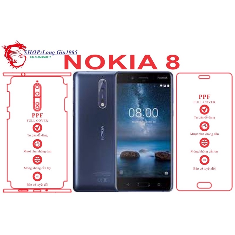 Nokia 8 miếng dán trong Ppf mặt sau và mặt trước chống va đập chống trầy xước