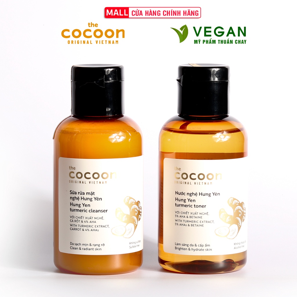 Combo Sữa rửa mặt nghệ Hưng Yên cocoon 140ml + Toner nước nghệ cocoon 140ml