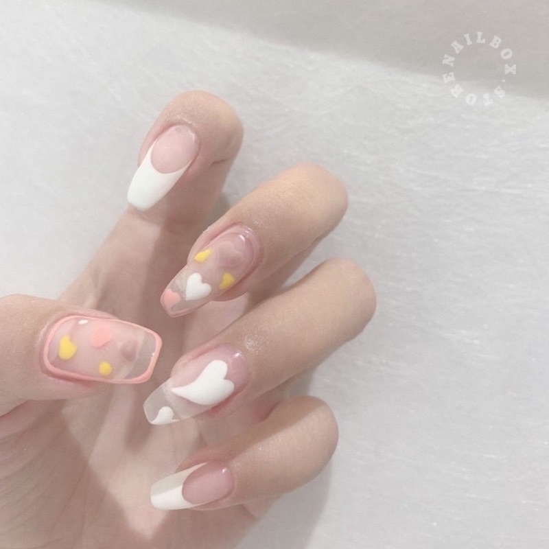 Bộ 24 móng giả D010 dáng dài ( Tặng kèm keo và dũa )