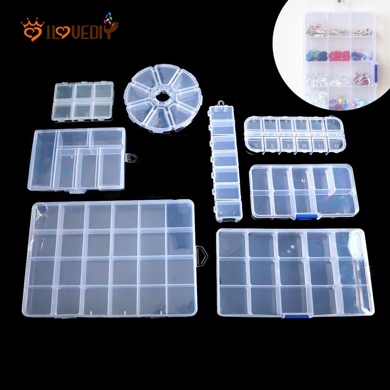 Hộp nhựa trong suốt nhiều ngăn đựng trang sức tiện lợi