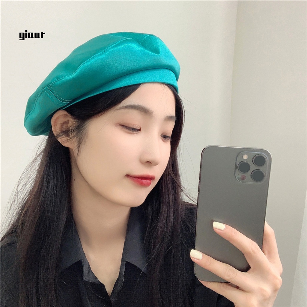 Mũ beret mềm đính ngọc trai giả màu sáng cho nữ