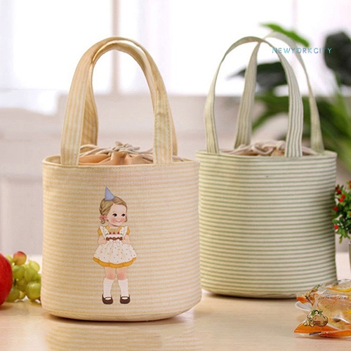 Túi Đựng Hộp Cơm Trưa Cách Nhiệt In Hình Cô Gái Dễ Thương