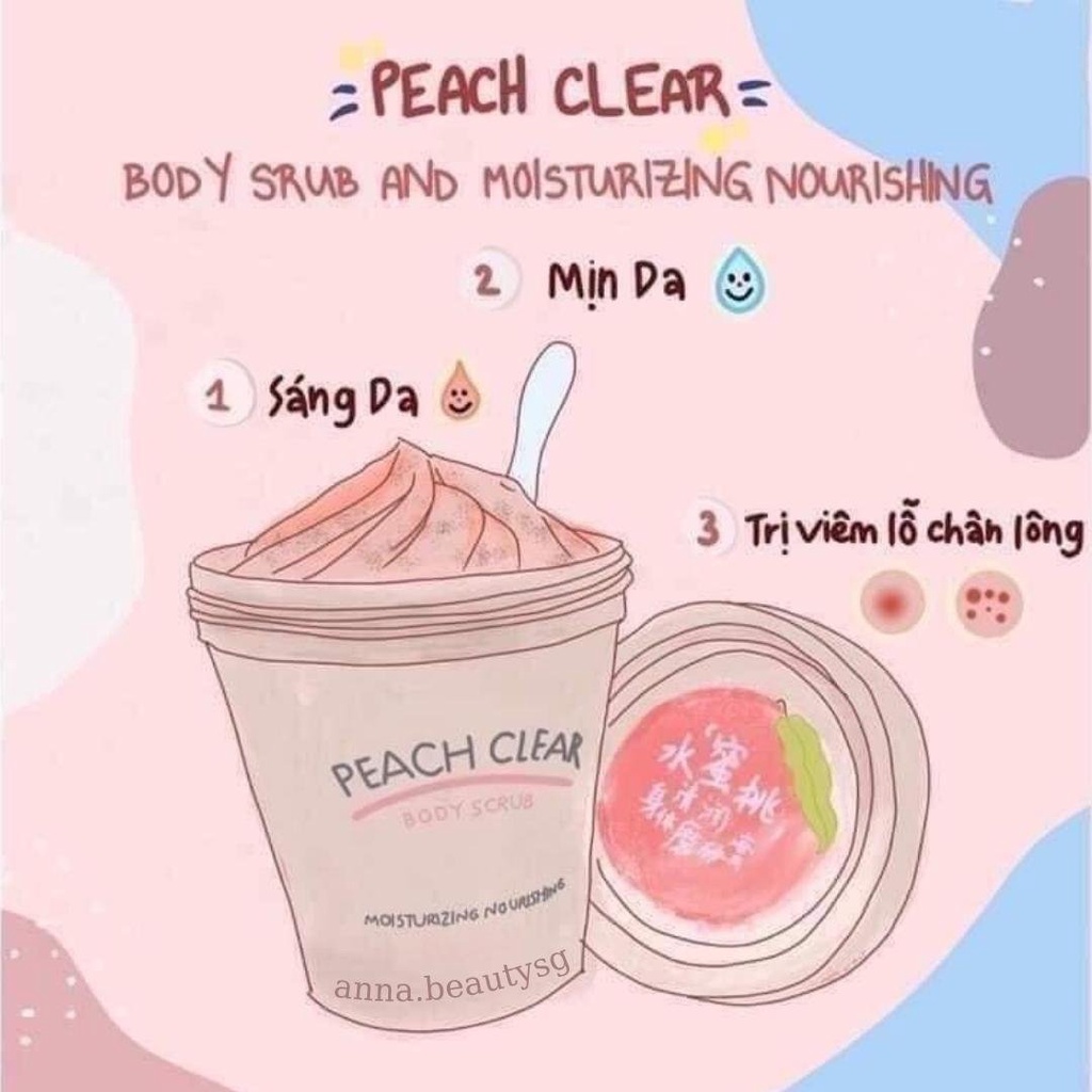 Tẩy tế bào chết body Peach Clear Heyxi giúp làn da mềm mịn và trắng sáng