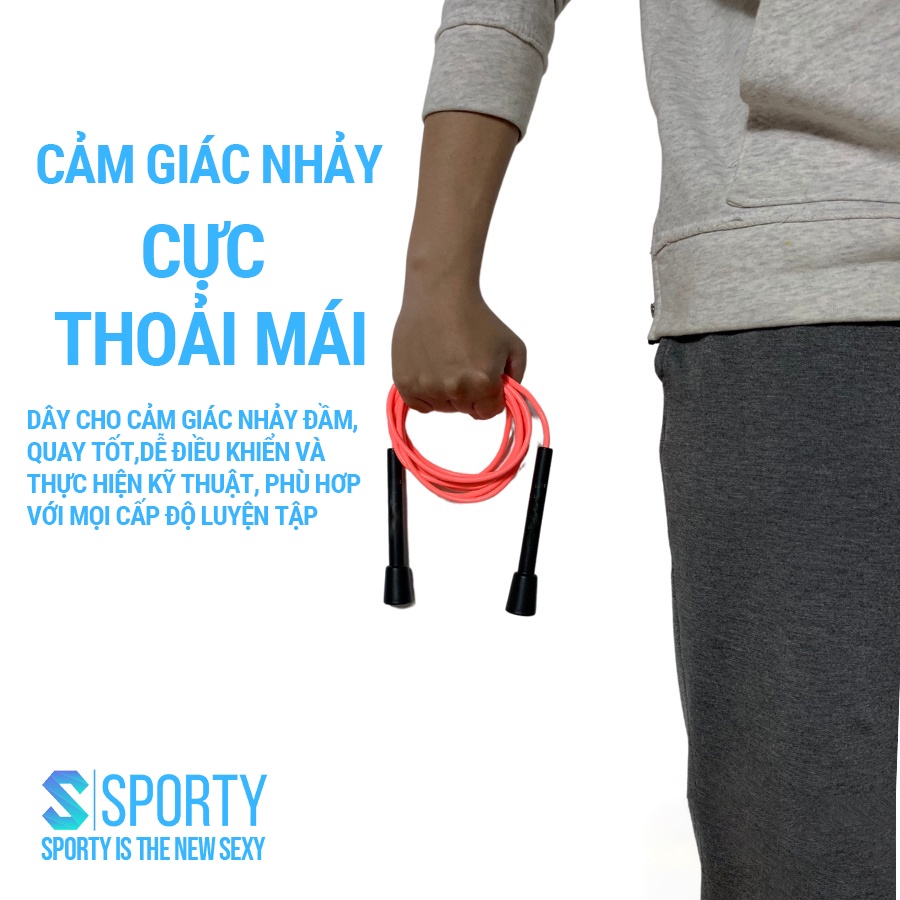 Dây nhảy tốc độ SPORTY TS91, chất liệu PVC chống mòn hỗ trợ giảm mỡ, giảm cân tập thể lực, boxing