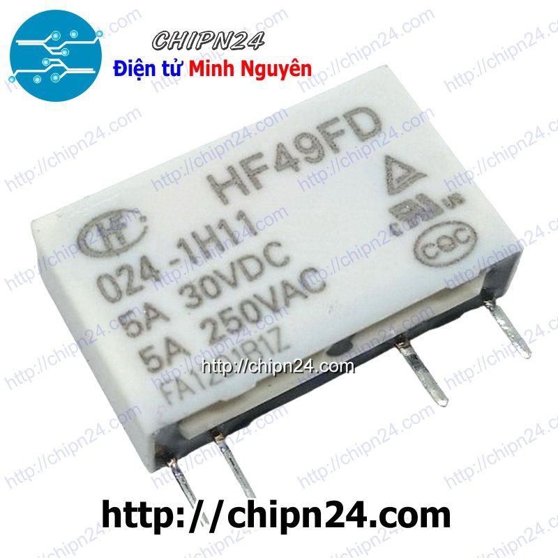 [1 CON] Relay HF49FD 024-1H11 (Relay 24V 4 chân 5A 30VDC 250VAC)