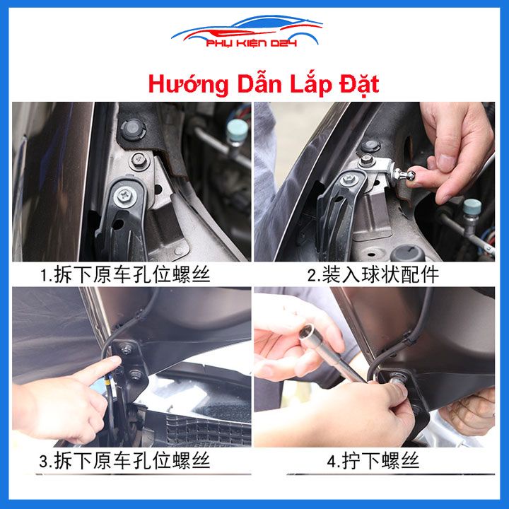 Ty thủy lực chống nắp capo Outlander 2017-2018-2019-2020-2021-2022-2023-2024 tự động kèm phụ kiện lắp