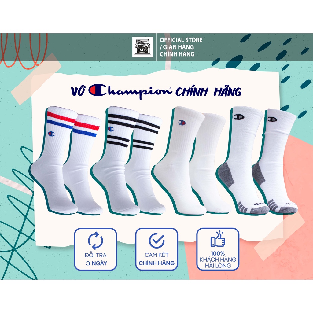 😘 [ HÀNG CHÍNH HÃNG ] SET Tất / Vớ Thể Thao Champion Crew High Logo Sock - 1 ĐÔI VÀ PACK 3 ĐÔI - REAL AUTHENTIC 100%