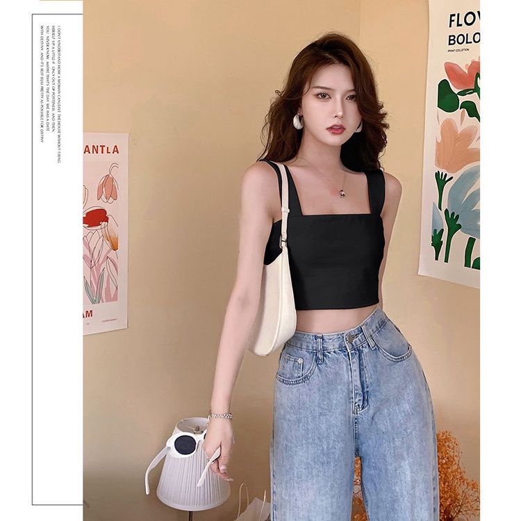 Áo Croptop Hai Dây Bản To - Áo Thun Nữ Ngắn Body Co Giãn Tốt Siêu Xinh, Dễ Phối | BigBuy360 - bigbuy360.vn