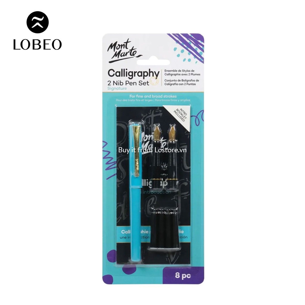 [LỖ STORE] Bộ bút Calligraphy Mont Marte 2 ngòi thân xanh