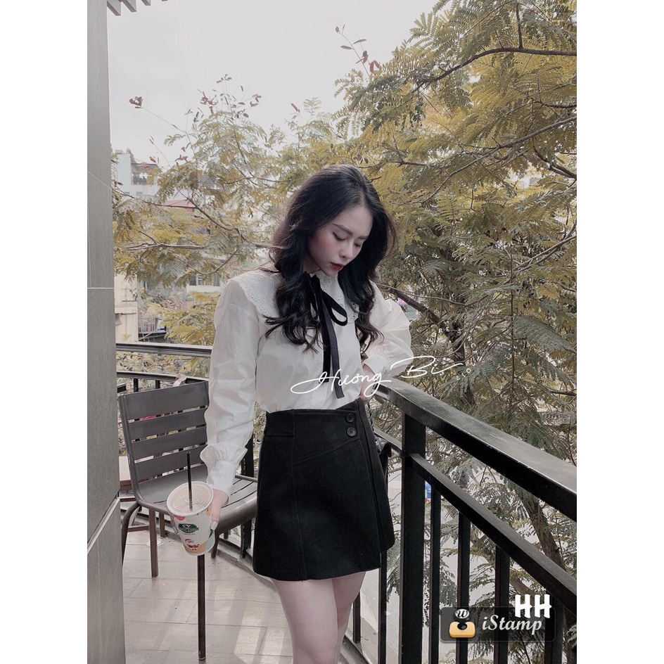 Áo sơ mi nơ cổ ren thiết kế mới xinh xắn theo phong cách hàn quốc 042