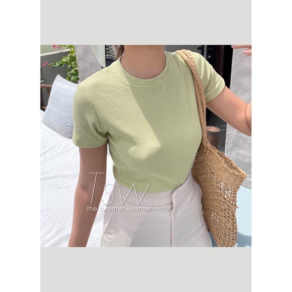 Áo basic croptop thun tăm dáng ôm cổ tròn Hàn Quốc 2 kiểu cộc/dài tay (Ảnh thật) | BigBuy360 - bigbuy360.vn