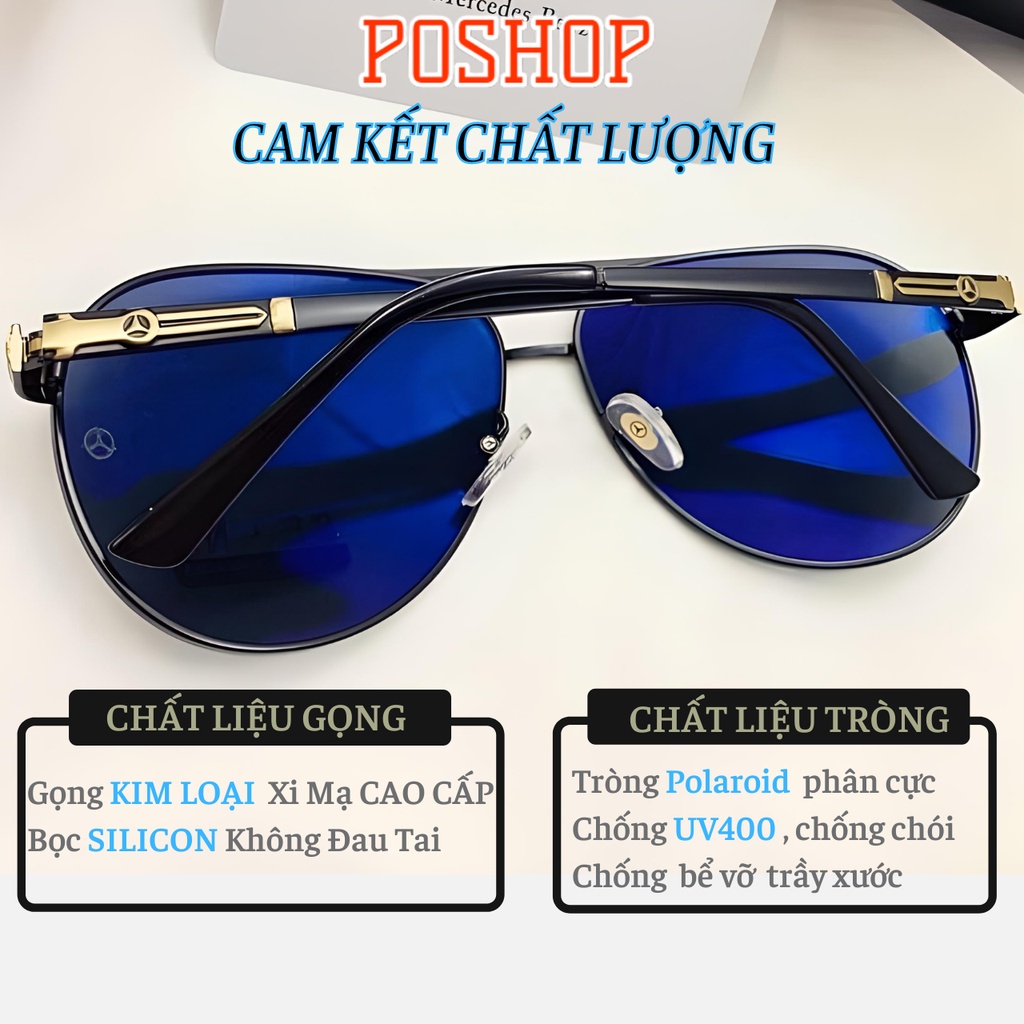 Mắt Kính râm nam POSHOP gọng kim loại lịch lãm thời trang dễ đeo với tròng phân cực polaroid chống chói uv400 M2