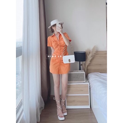 Váy sơ mi rúm cá tính dáng ngắn sexy