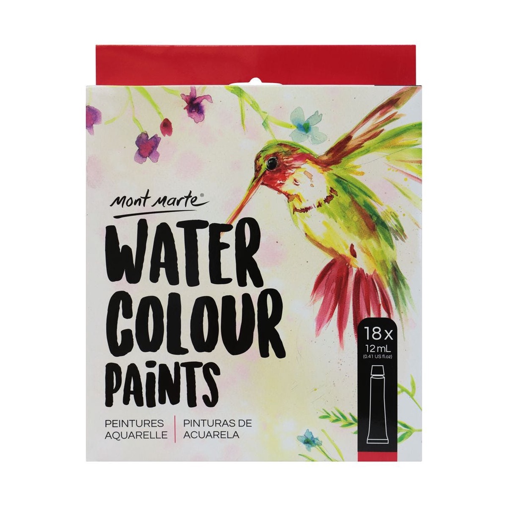 Bộ Màu Nước Mont Marte 12/18/24 Màu x 12ml - Watercolour Paints Signature - PMHS0027/PMHS0048/PMHS0049