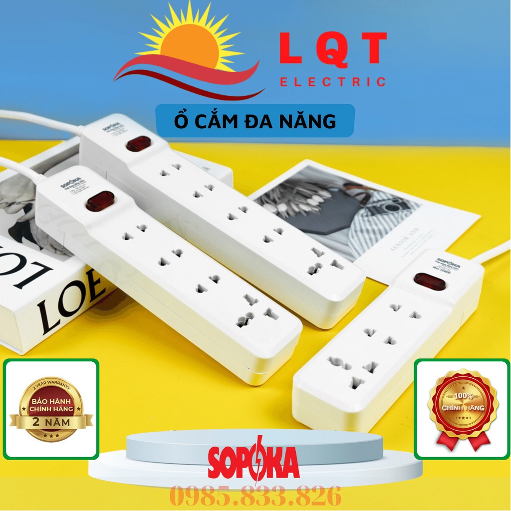 Ổ Cắm Điện Đa Năng SOPOKA Chịu Tải 2200W SOPOKA 3M2-6M2 Ổ Điện Công Tắc An Toàn
