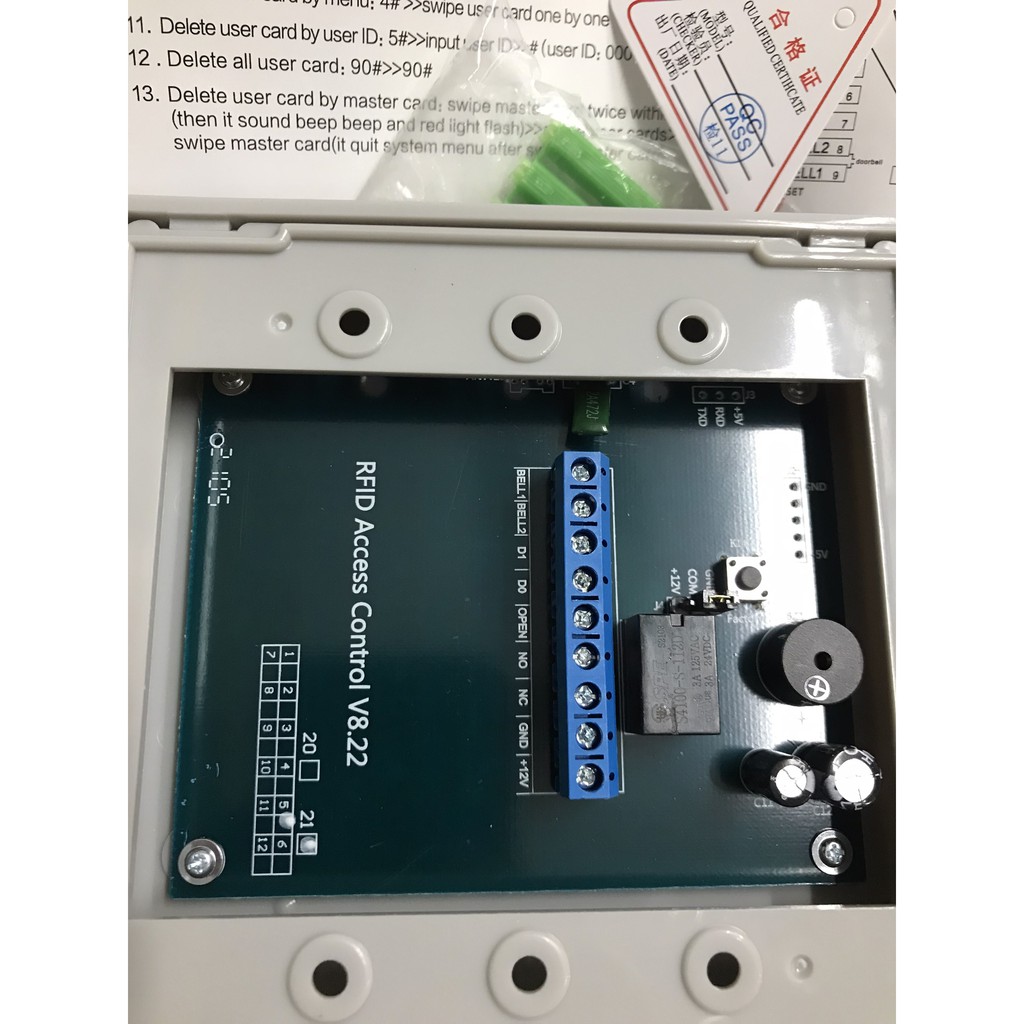 Combo Đầu đọc thẻ RFID & Mật khẩu Kiểm soát cửa ra vào + 10 Thẻ từ ID125Hz BH 12T