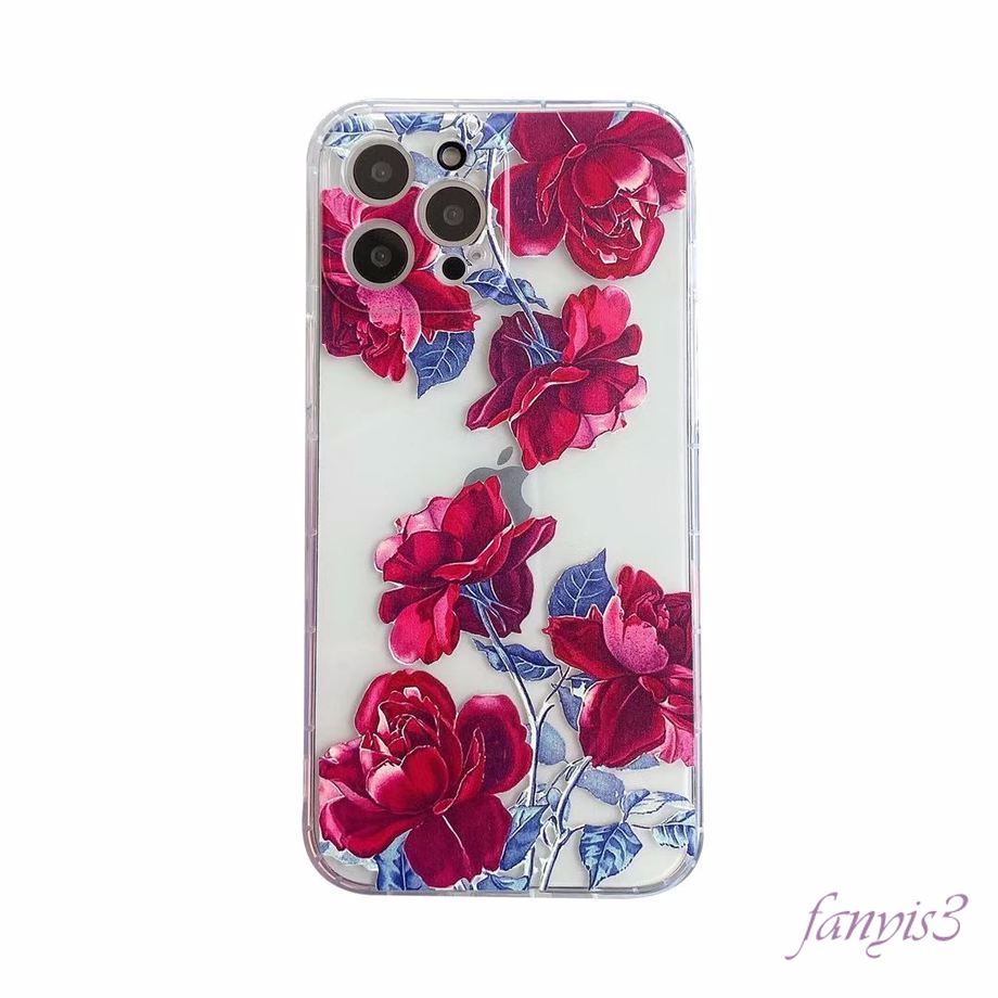 Iphone 12 11 Pro Max 12 Mini Xs Max Xr 7 8 6 6s Plus Ốp Điện Thoại Trong Suốt Chống Rơi In Hình Hoa Hồng Cho | BigBuy360 - bigbuy360.vn