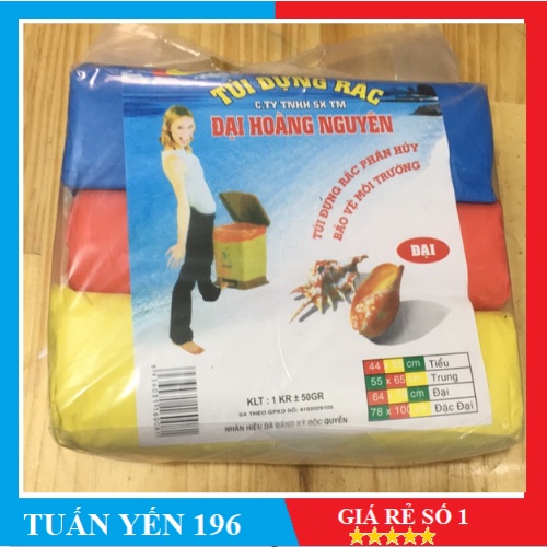 Túi đựng rác Đại Hoàng Nguyên ( 1 kg 3 cuộn ) Hàng Loại 1 (size đại/size trung /size tiểu)