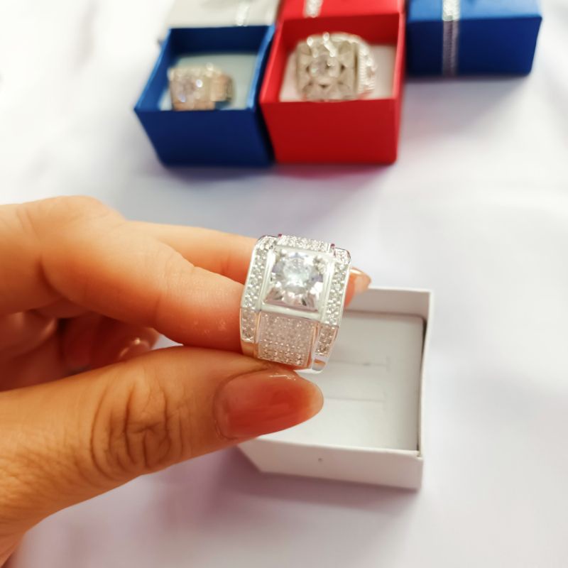 Nhẫn nam bạc 925 đính đá pha lê sang trọng lịch lãm vĩnh viễn bảo hành