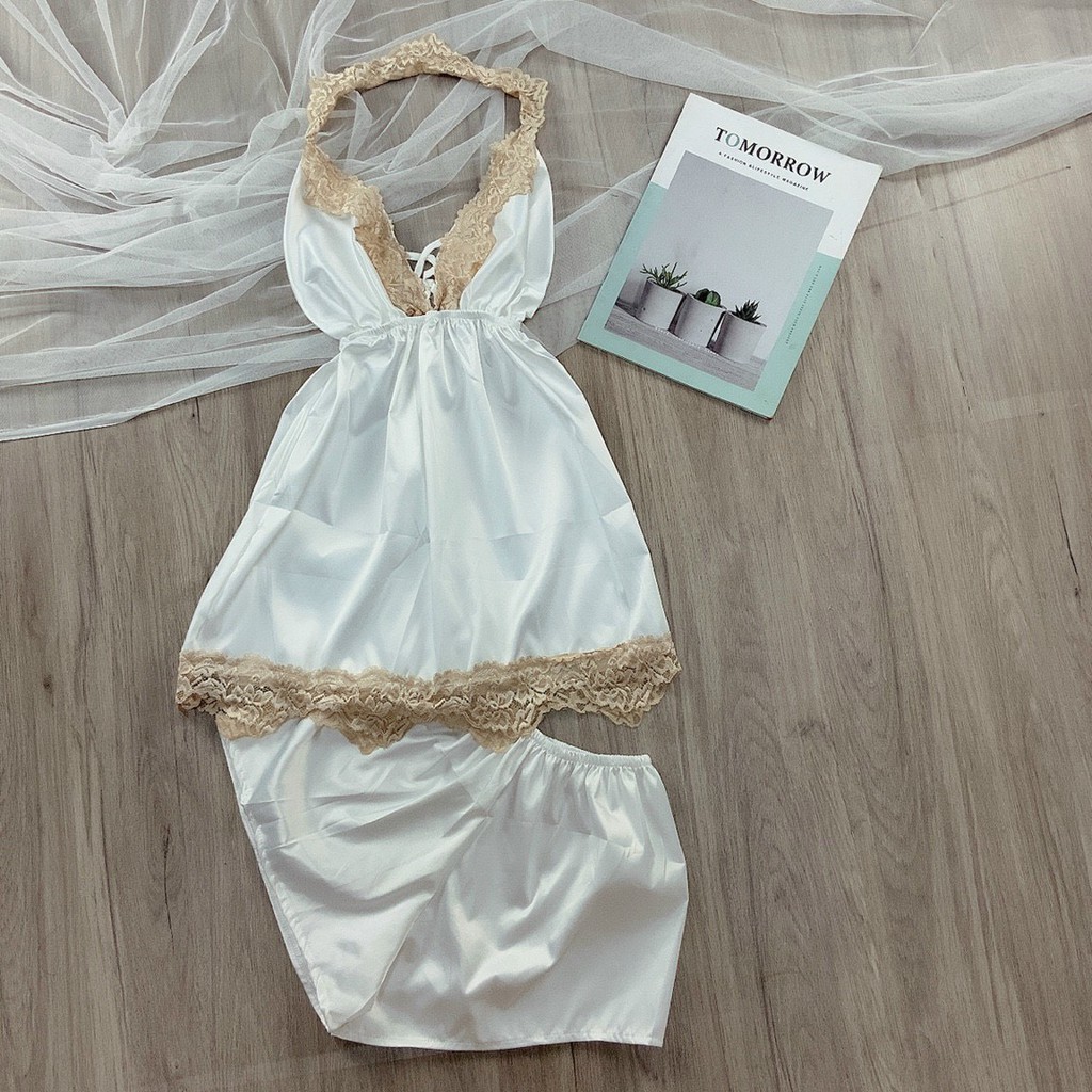 Set bộ phi ngủ viền ren xinh ảnh thật xinh xắn, đủ màu, thoải mái