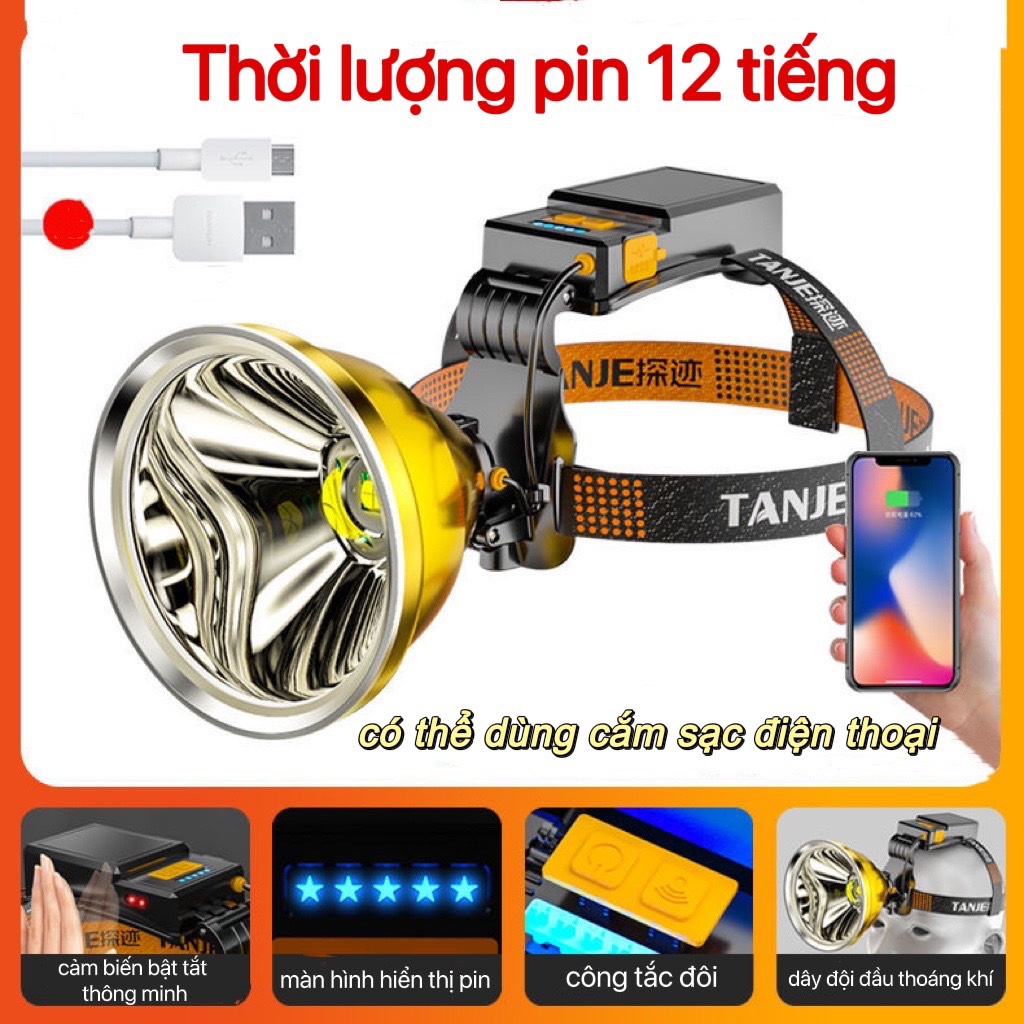 Đèn pin thợ mỏ câu cá săn bắt đi rừng đánh cá loại cao cấp