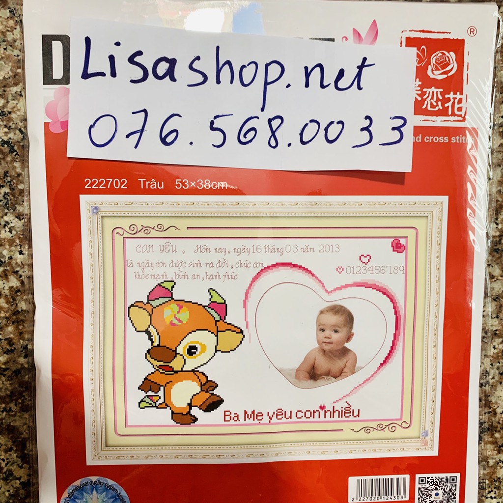 Tranh thêu chữ thập CON TRÂU CÓ LỒNG HÌNH 222702  CHƯA THÊU 222702