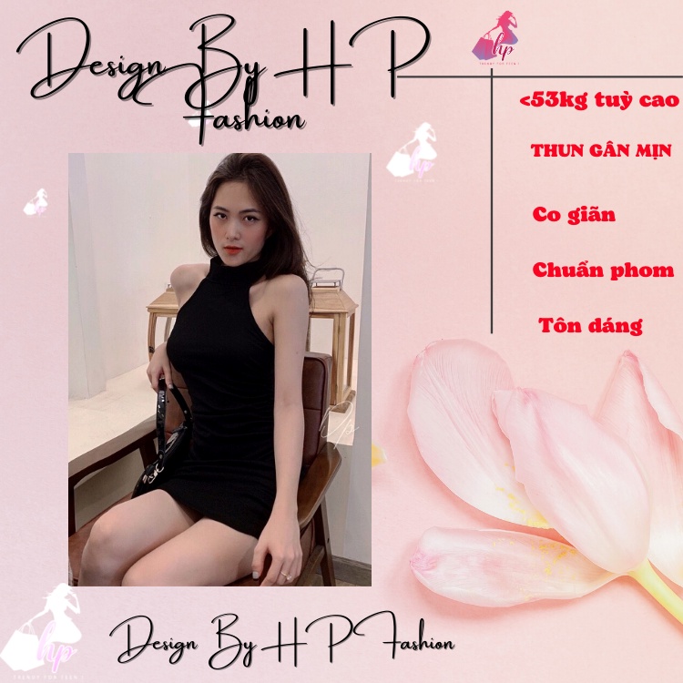 Đầm yếm cổ lọ nữ, váy yếm hở lưng body màu đen tôn dáng kiểu hàn quốc VD306