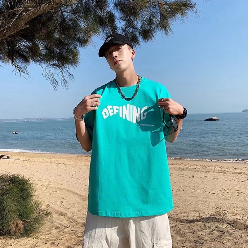 Áo Thun Dáng Rộng In Chữ Phong Cách Hip Hop Đường Phố Hàn Quốc Thời Trang Mùa Hè Cho Nam Cỡ M-5XL