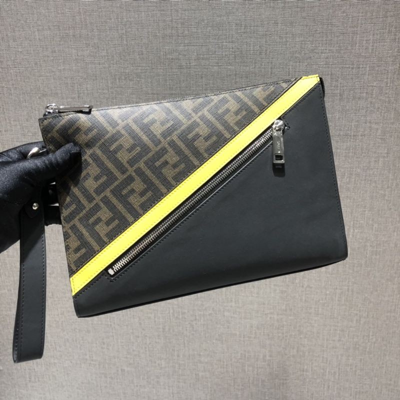 clutch cầm tay cho nam nữ họa tiết chữ F sang chảnh Fendi FD