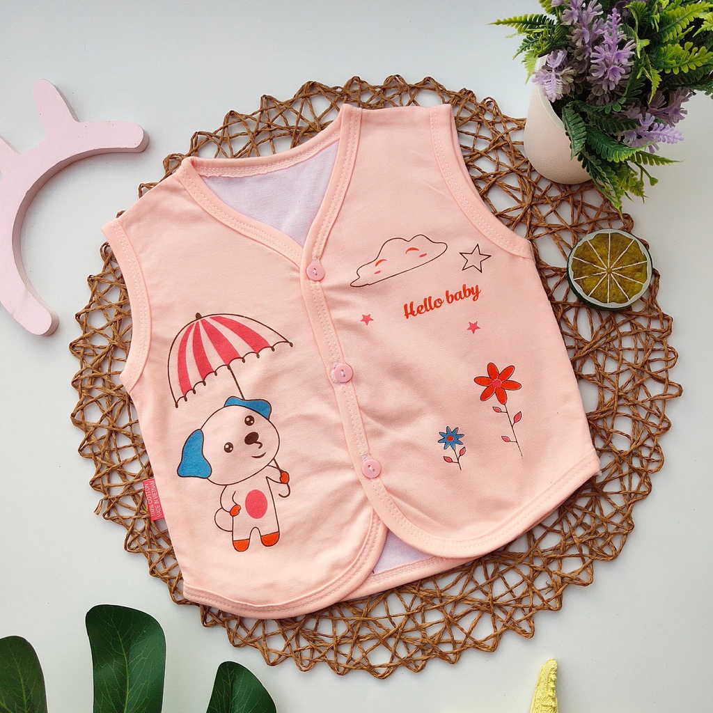 Áo gile cho bé ghi lê cotton 2 lớp thoáng mát