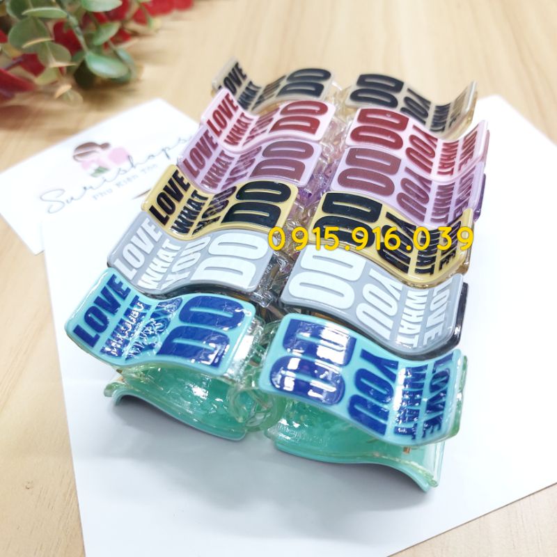 Kẹp tóc mica càng cua 2 lớp, kẹp tóc chữ love