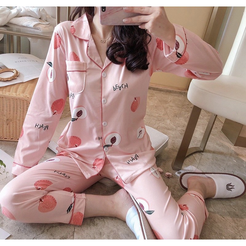 Bộ PIJAMA cao cấp dễ thương dày ấm quần dài tay dài