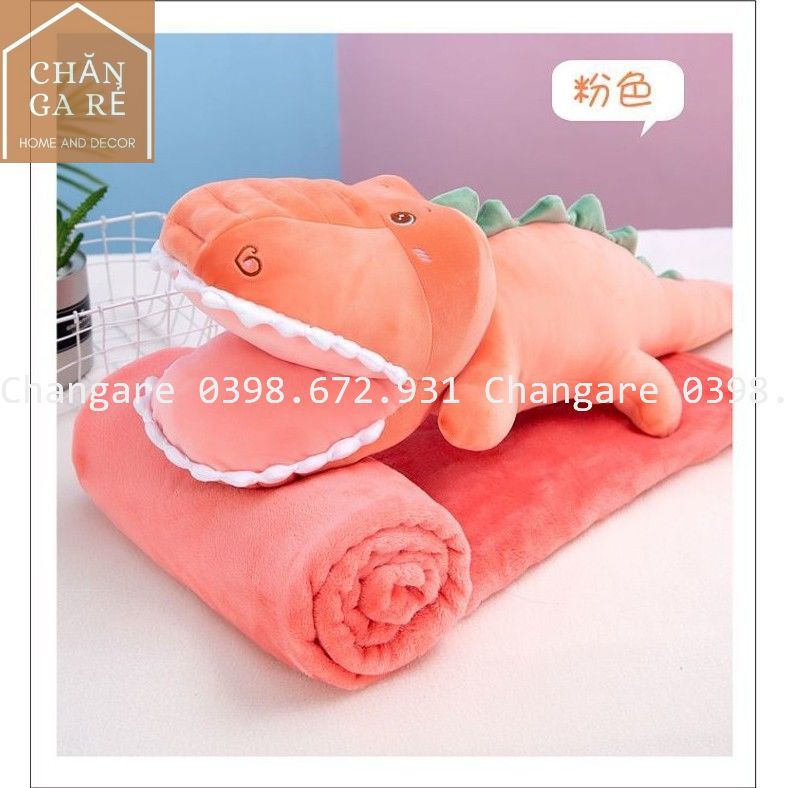 Bộ chăn gối ngủ văn phòng cá sấu 2in1 cute hàng nhập khẩu