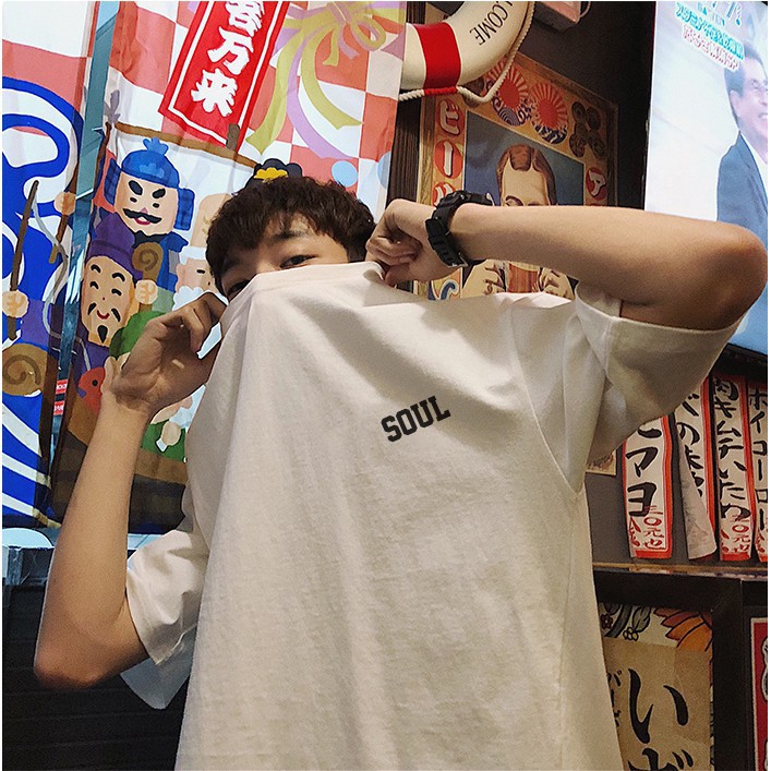 Áo thun nam nữ form rộng tay lỡ  chữ SOUL, áo phông nam nữ unisex Ulzzang