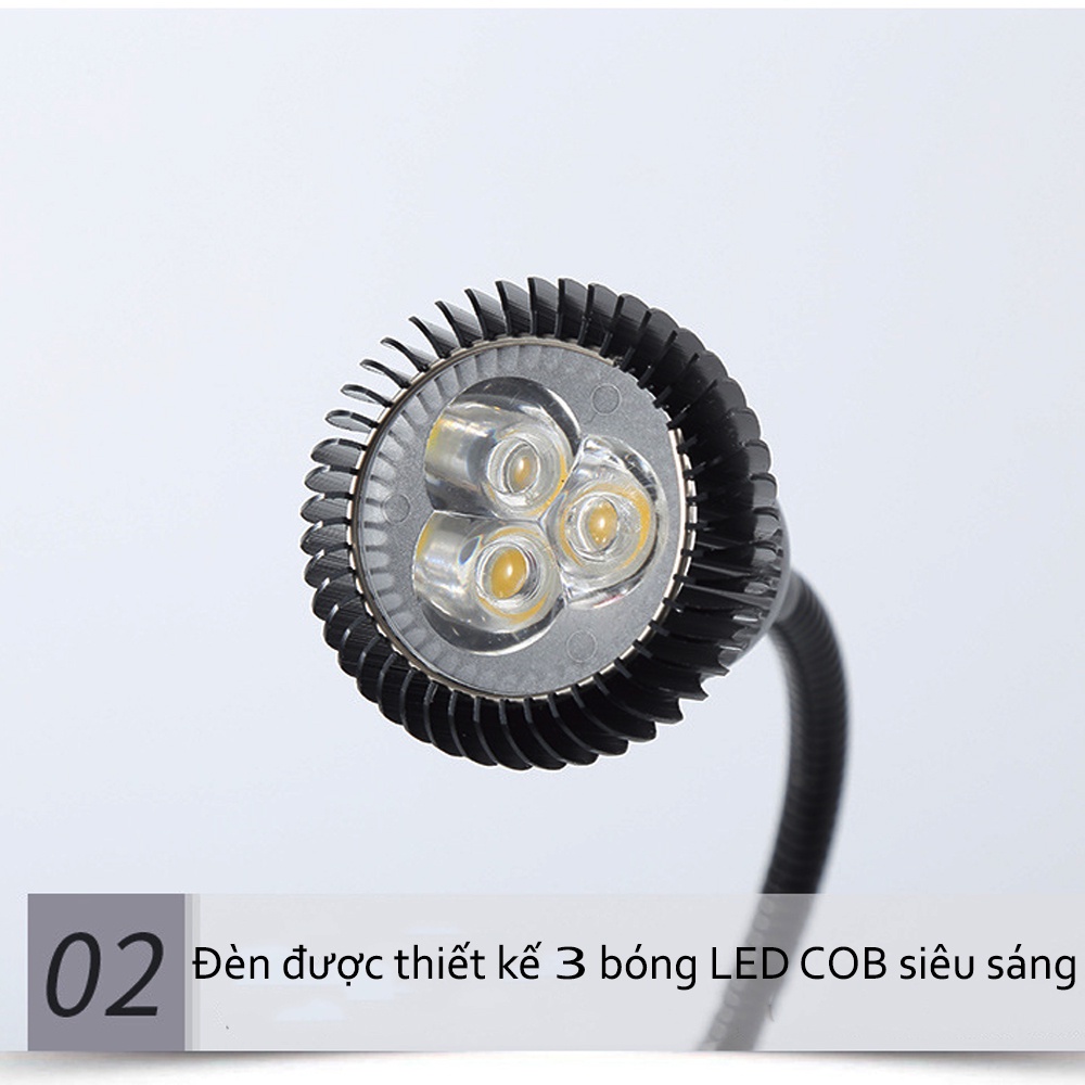 Đèn học kẹp bàn, Đèn đọc sách đầu giường Led 5W-220V, Đèn rọi trang trí BOFIT - T008