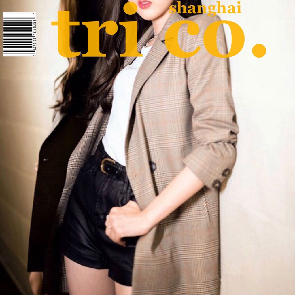 Áo Khoác Blazer Kẻ Sọc Vuông Thời Trang Cổ Điển Hàn Quốc  Thanh Lịch Cho Nữ Áo Blazer