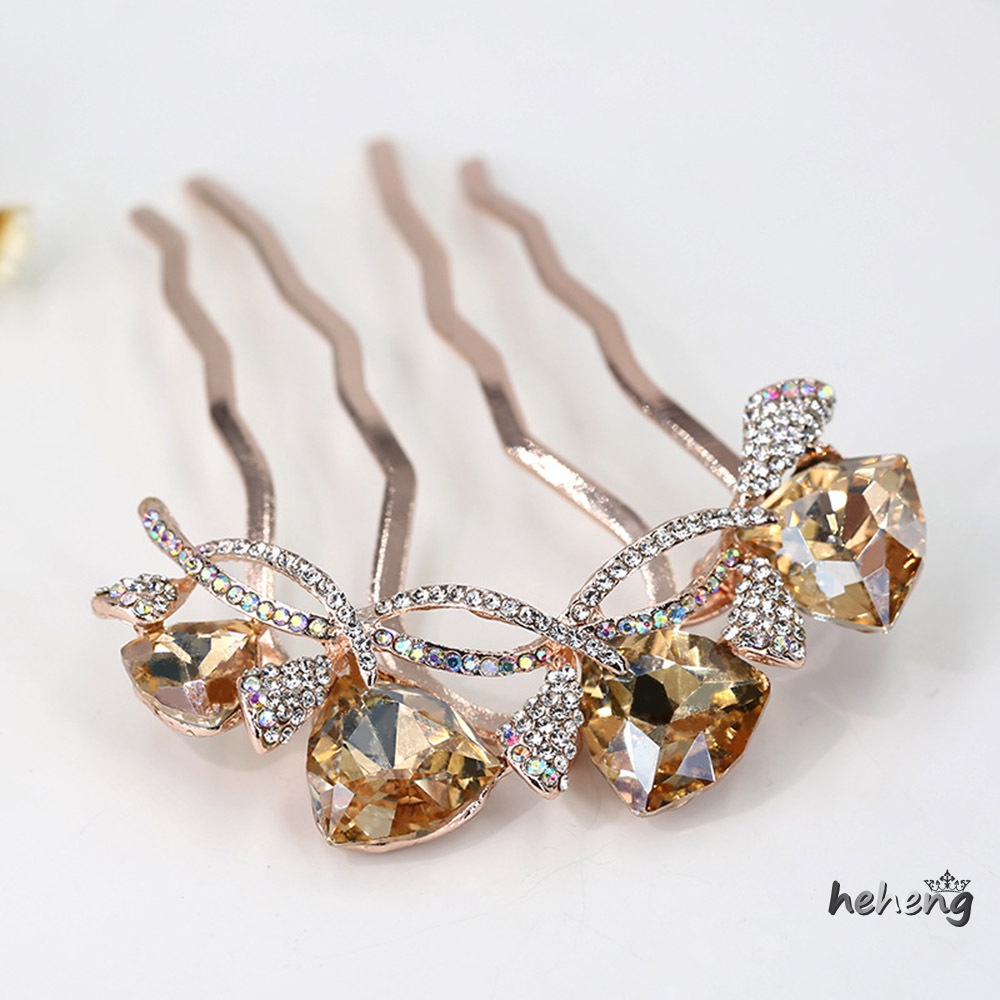 1 Lược Cài Tóc Đính Đá Hình Hoa Sang Trọng Thanh Lịch Cho Nữ