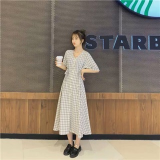 {order bigsize,40-100kg}Váy thô không cổ buộc dây eo tiểu thư