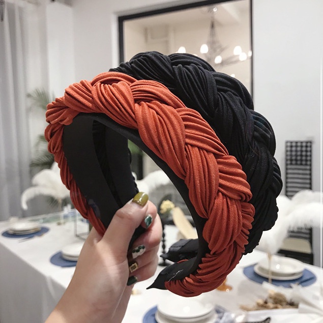 Băng Đô Cài Tóc Handmade Dây Bện Bản To Hàn Quốc Cao Cấp Nữ, Băng Đô Rửa Mặt Tẩy Trang Vải Phụ Kiện Thời Trang Bờm Tóc