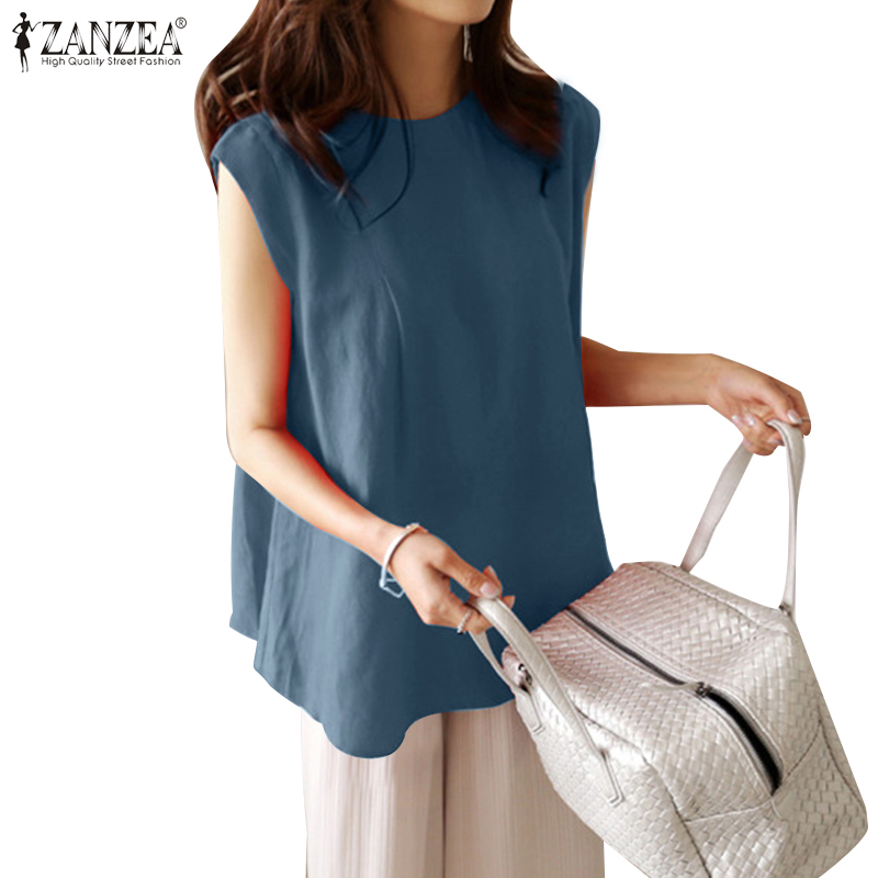 Áo Thun ZANZEA Nữ Cộc Tay Cổ Tròn Kiểu Hàn Xinh Xắn