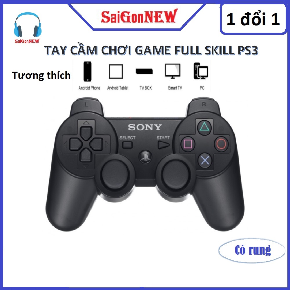 Tay Cầm Chơi Game PS3 - Có Rung - Tương Thích Với PC, Laptop, PS3 - Tặng Kèm Dây Sạc - Bảo Hành 1 Năm | BigBuy360 - bigbuy360.vn