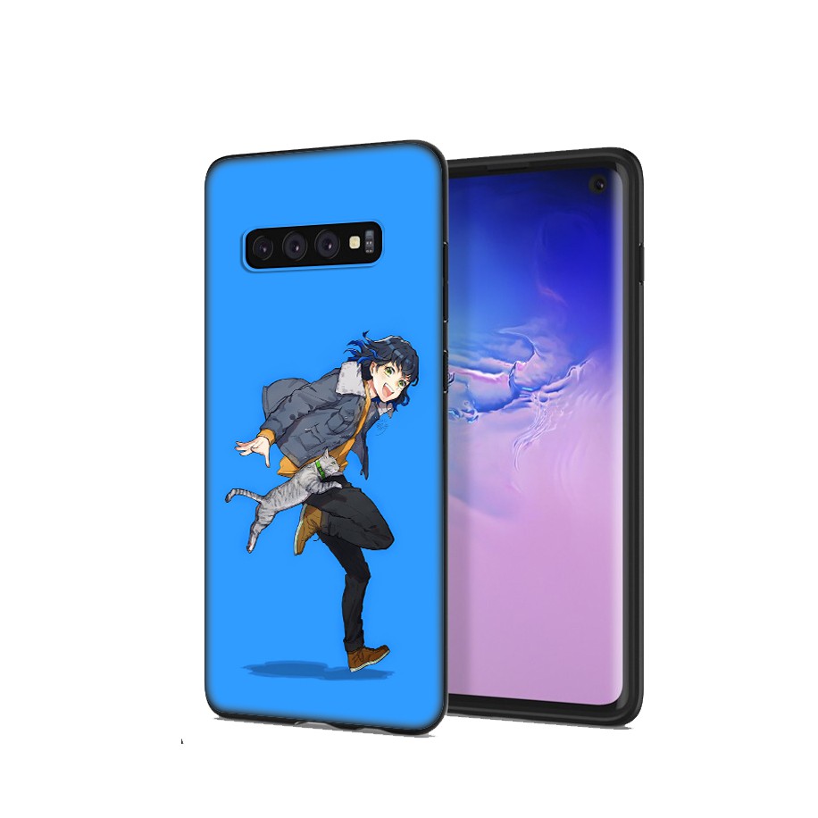 Samsung Galaxy S10 S9 S8 Plus S6 S7 Edge S10+ S9+ S8+ Casing Soft Case 32SF Demon Slayer With Cat mobile phone case