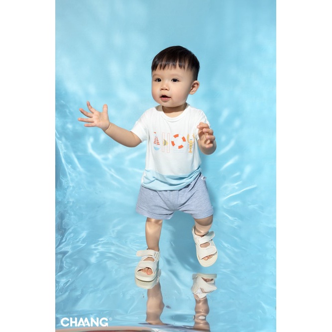 [CHÍNH HÃNG]Áo phông cộc tay khuy sau cổ hoạ tiết trẻ em The Sea Chaang