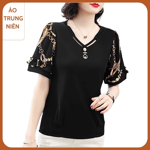 Áo Phông Phụ Nữ Đẹp Kiểu 4 Nút Phù Hợp Cho Mẹ Và Lứa Tuổi Trung Niên U40 Thời Trang Như Thủy LE122