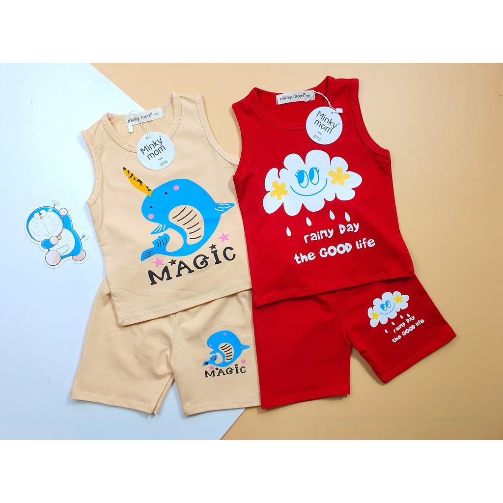 Bộ Ba Lỗ COTTON 100% MIMKY MOM In Hình Động Vật Dễ Thương Cho Bé BL-IN04