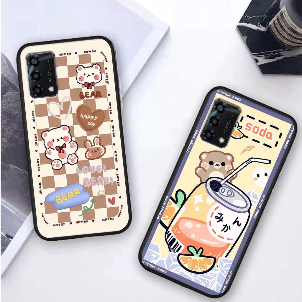 Ốp lưng Oppo A74 / A95 in hình 3D GẤU cute be@r, soda, happy day cực hot ,thời thượng